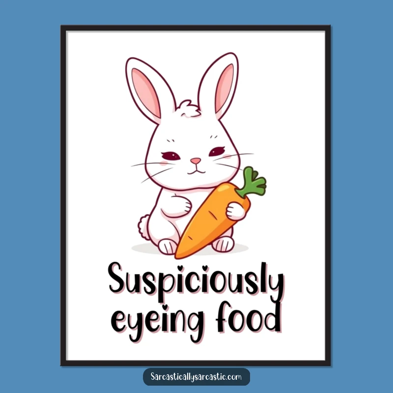 Funny Skeptical Rabbit Digital Art: Eyebrow Raised Doubtful Print