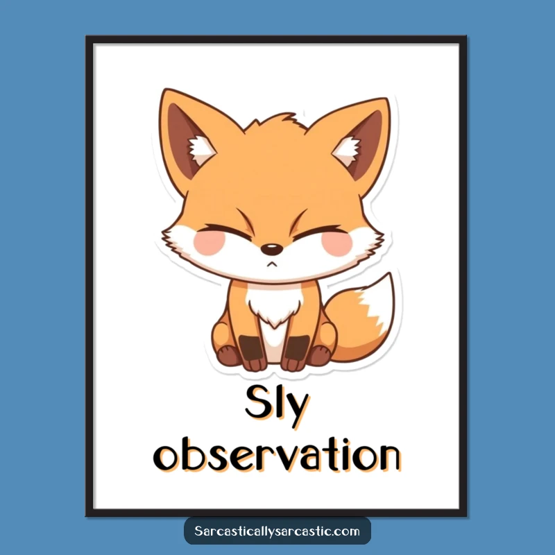 Funny Sly Fox Digital Art: Winking Character Wall Decor for a Humorous Gift