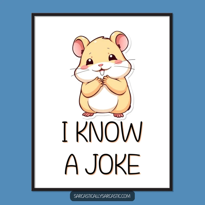Funny Kawaii Hamster Digital Art: Stifled Smile Decor, Instant Funny Gift Download