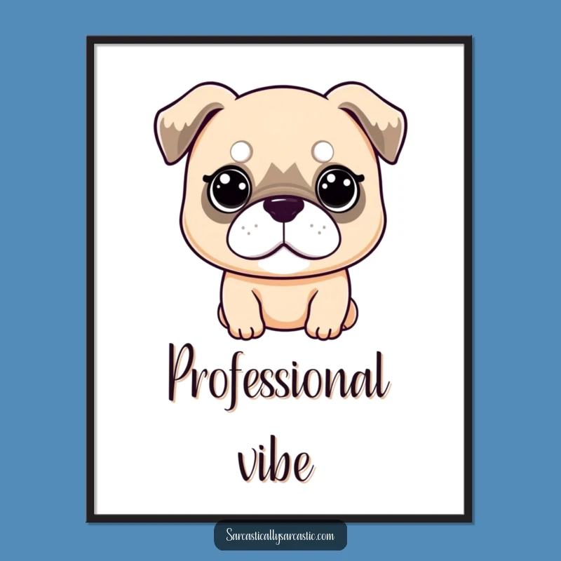 Funny Deadpan Dog Digital Art: Kawaii Canine Print, Instant Funny Gift Download!