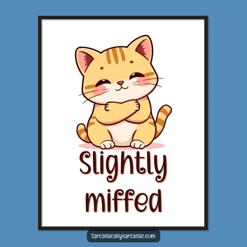 Funny Kawaii Cat Pout Digital Art Print: Instant Sass for Your Walls
