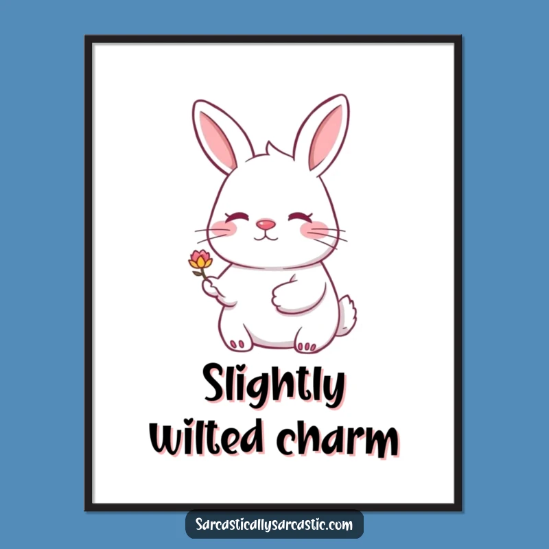 Funny Rabbit Flower Digital Art - Instant Whimsy for Your Walls