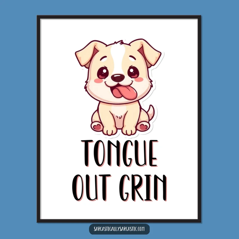 Funny Dog Tongue Out Digital Art: Playful Pup's Silly Print
