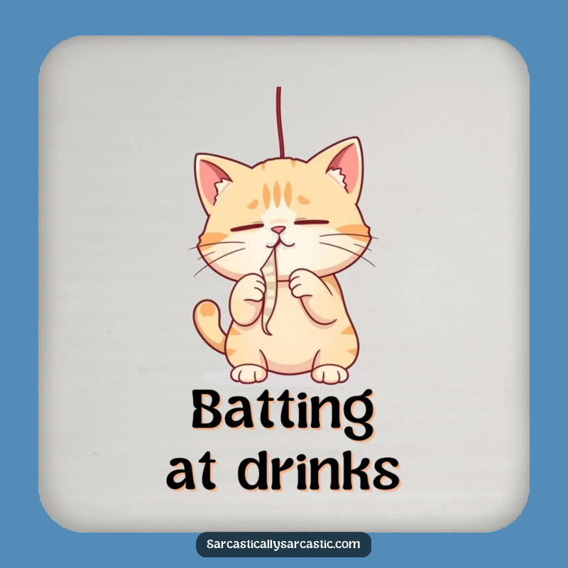 Funny Cat Coaster: Protect Surfaces with String Batting, Perfect Funny Gift