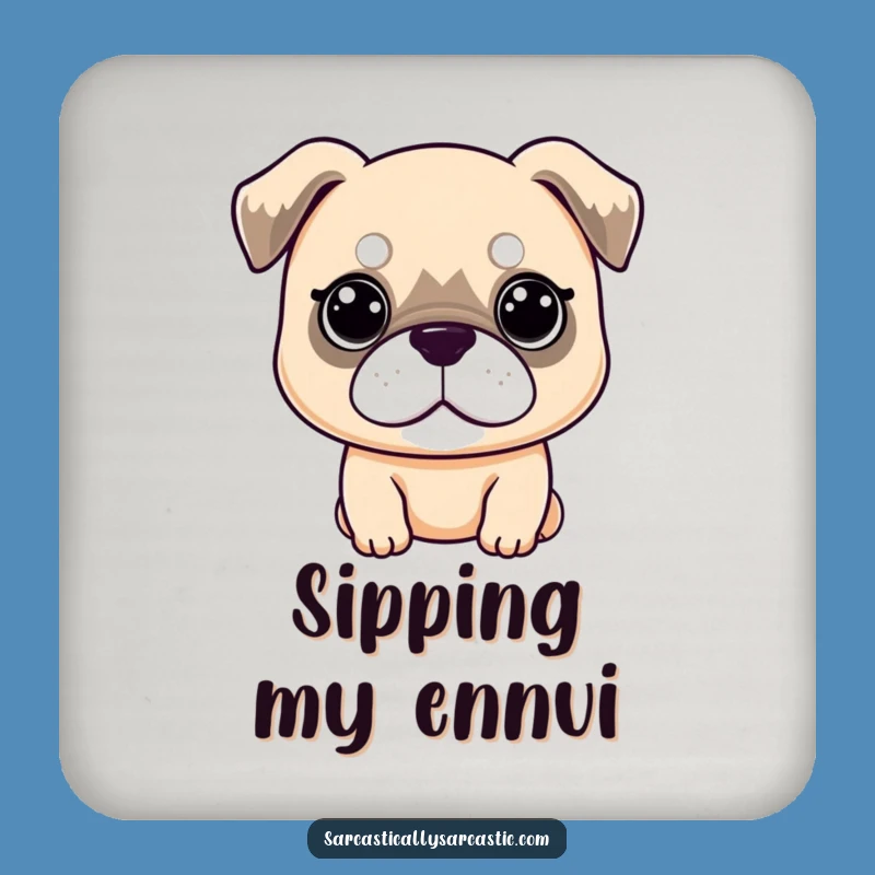 Funny Deadpan Dog Coasters: Kawaii Canine Protects Surfaces, Perfect Funny Gift!