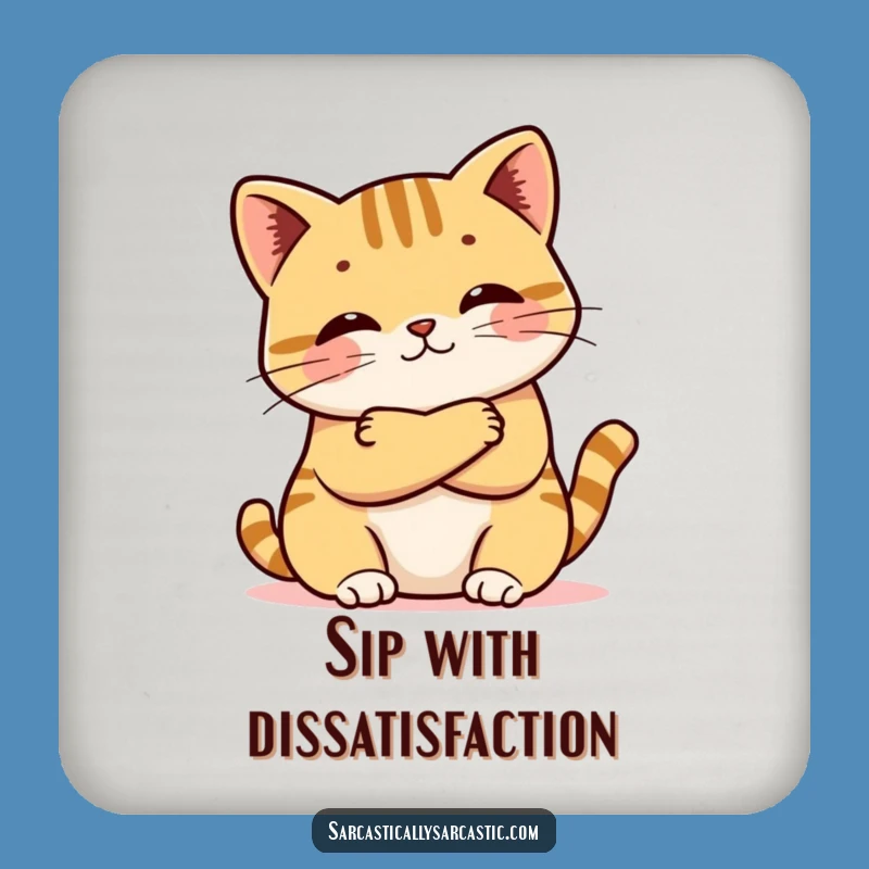 Funny Kawaii Cat Pout Drink Coaster: Protect Surfaces with Sass
