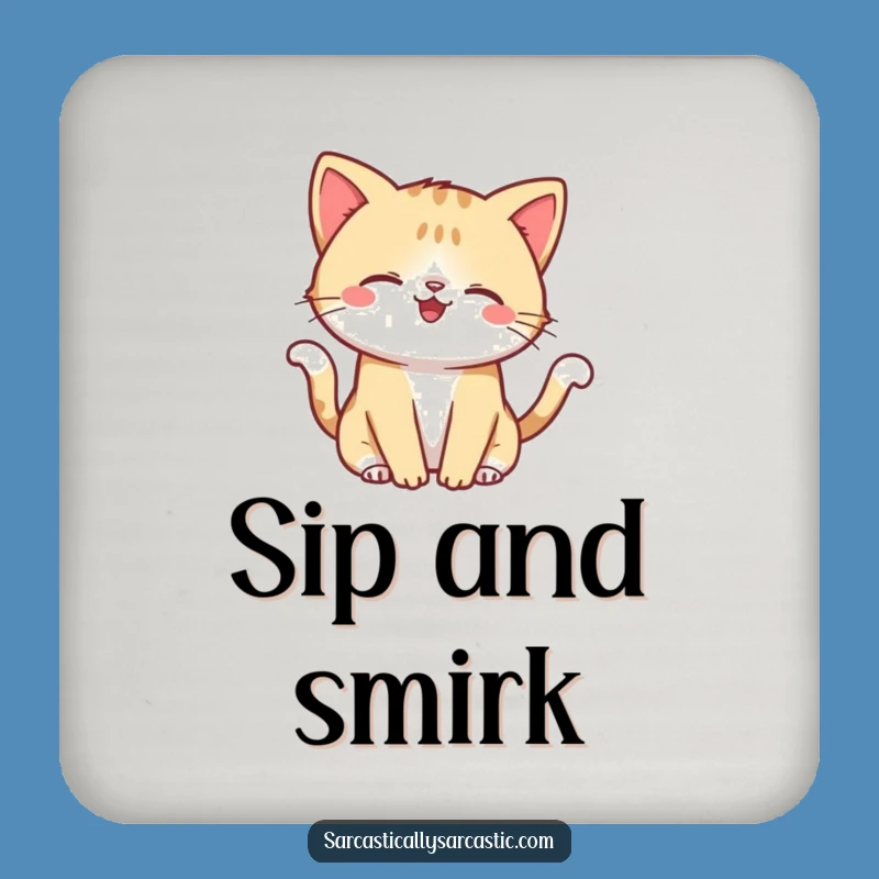 Funny Kawaii Cat Smirk Coaster - Protect Surfaces with Feline Charm