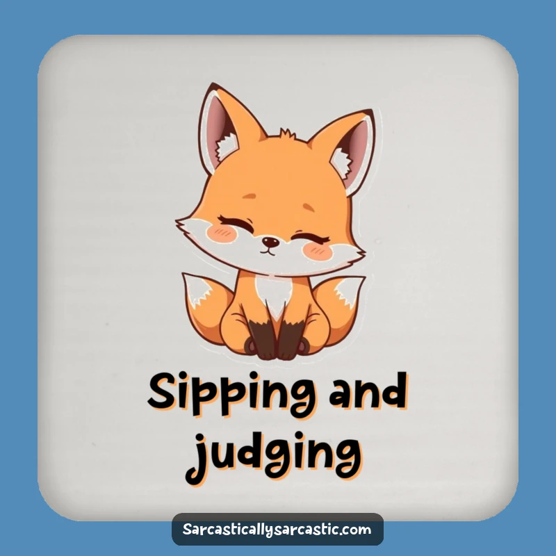 Funny Kawaii Fox Coaster: Protect Surfaces with Amused Head Tilt, Perfect Funny Gift