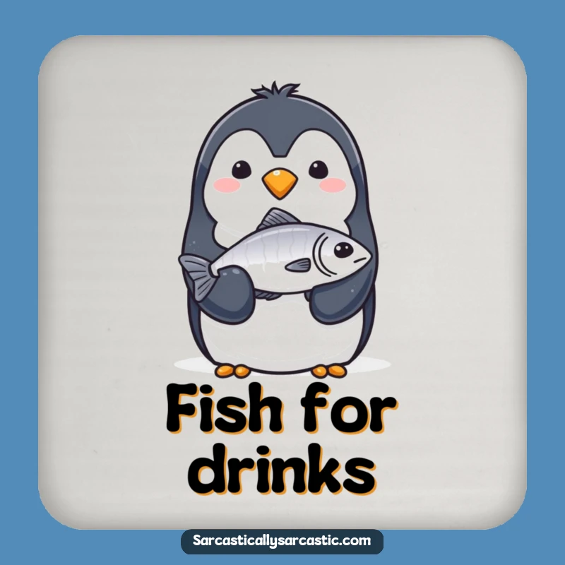 Funny Penguin Fish Coaster: Protect Surfaces with Dry Wit