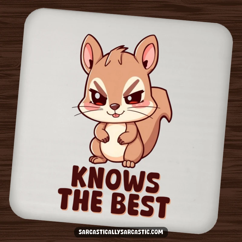 Funny Kawaii Squirrel Coaster: A cute squirrel gives a funny, sly wink, offering playful surface protection.