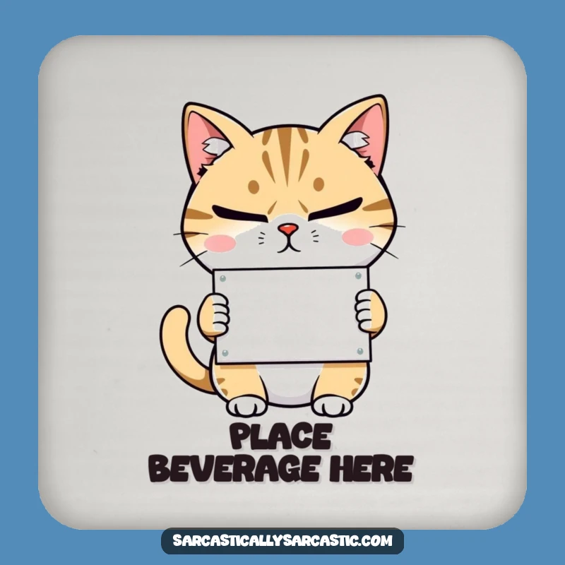 Funny Cat Drink Coaster: Sarcastic Feline Protection, Ideal Humorous Gift