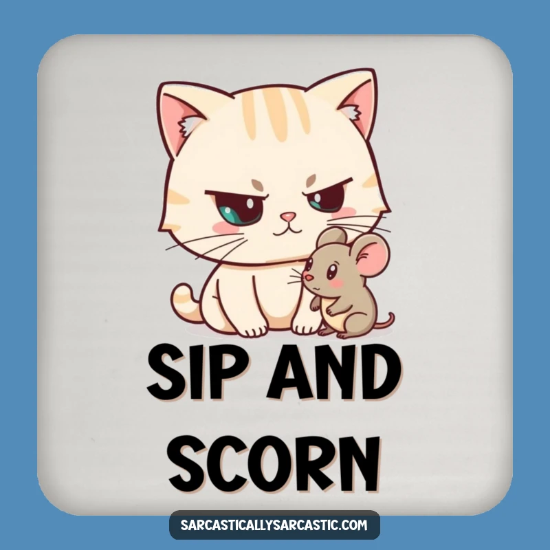 Funny Unimpressed Cat Coaster - Sarcastic Feline Decor Gift