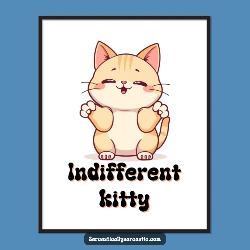 Funny Kawaii Cat Shrug Poster - Relatable Wall Art for Cat Lovers