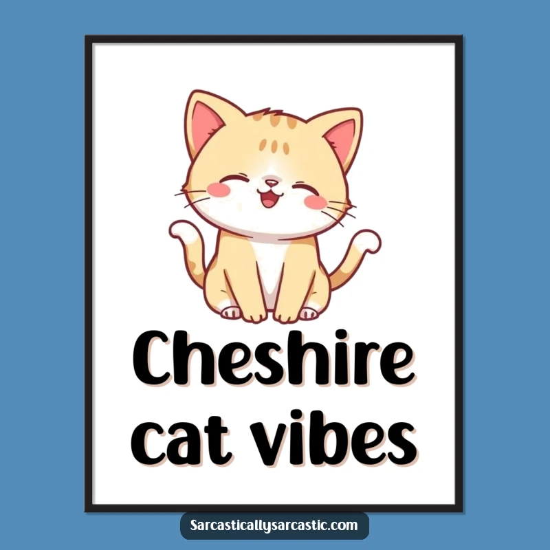Funny Kawaii Cat Smirk Poster - Quirky Wall Art for Cat Lovers
