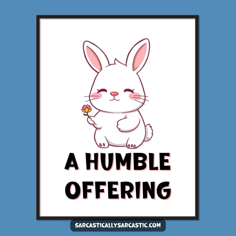 Funny Rabbit Flower Poster - Whimsical Wall Art for a Gentle Laugh