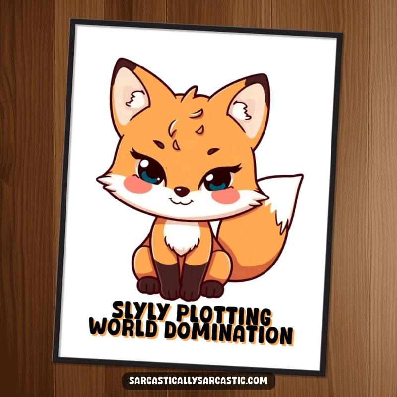 Funny poster featuring a playful fox with a sly grin and subtly wagging tail, adding a touch of witty charm and personality to any room.
