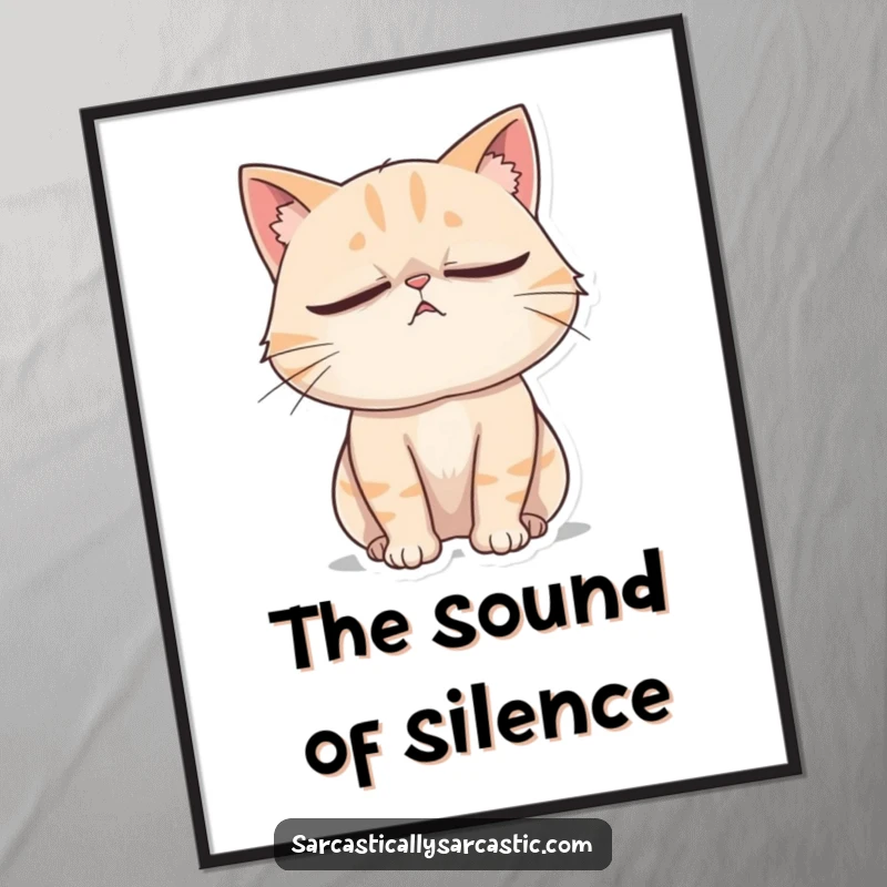 Funny Cat Poster: A cat rolls its eyes dramatically while sighing, bringing humorous drama to wall art.