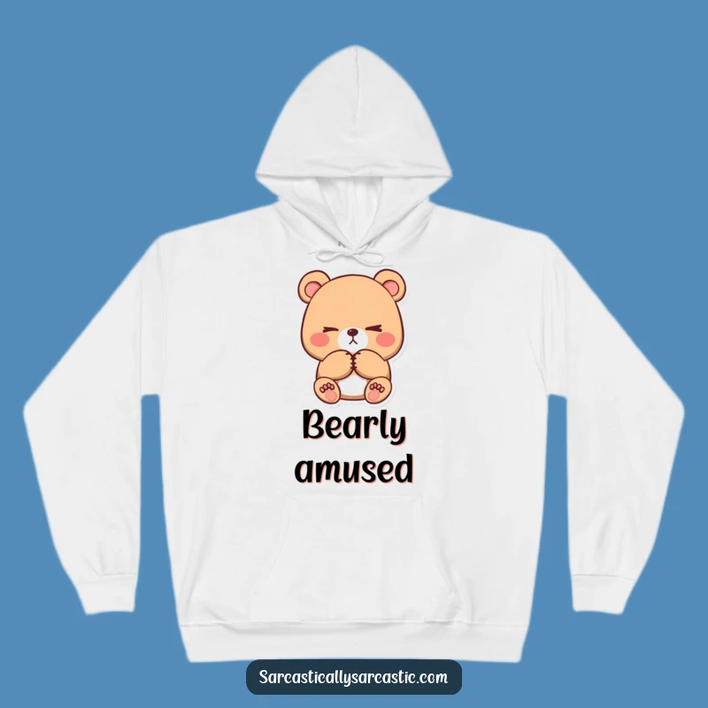 Cozy Funny Bear Hoodie: Subtle Eye-Roll for Unamused Comfort