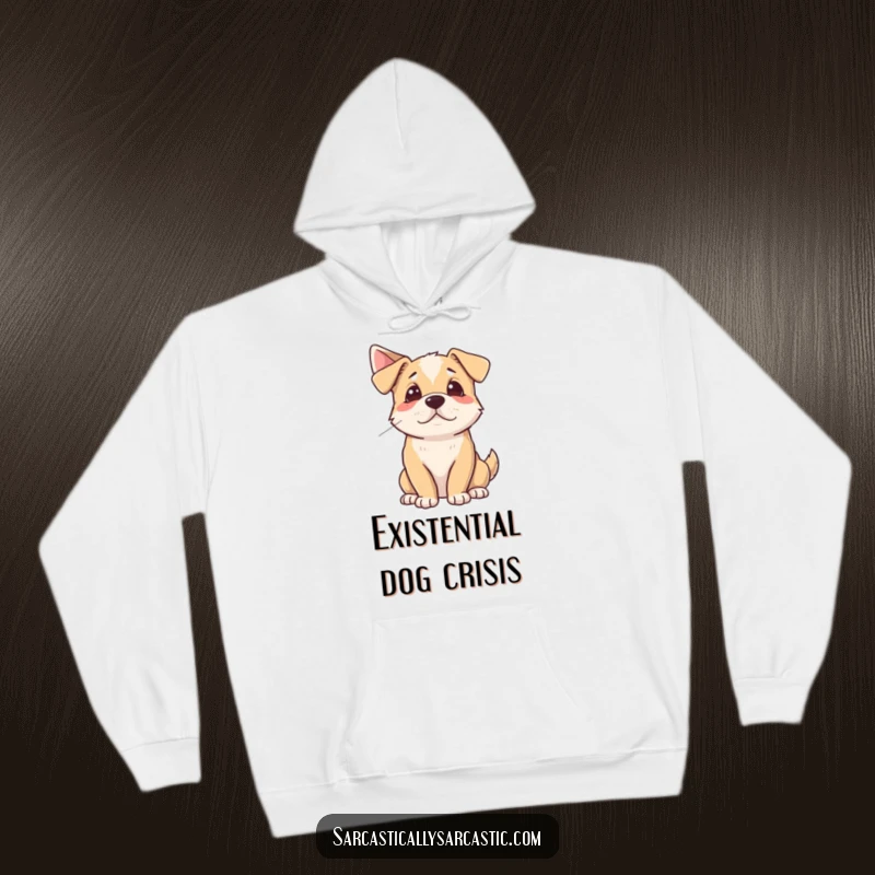 Funny Hoodie featuring a dog dramatically sighing while looking away, offering warm and humorous apparel for expressing inner drama.