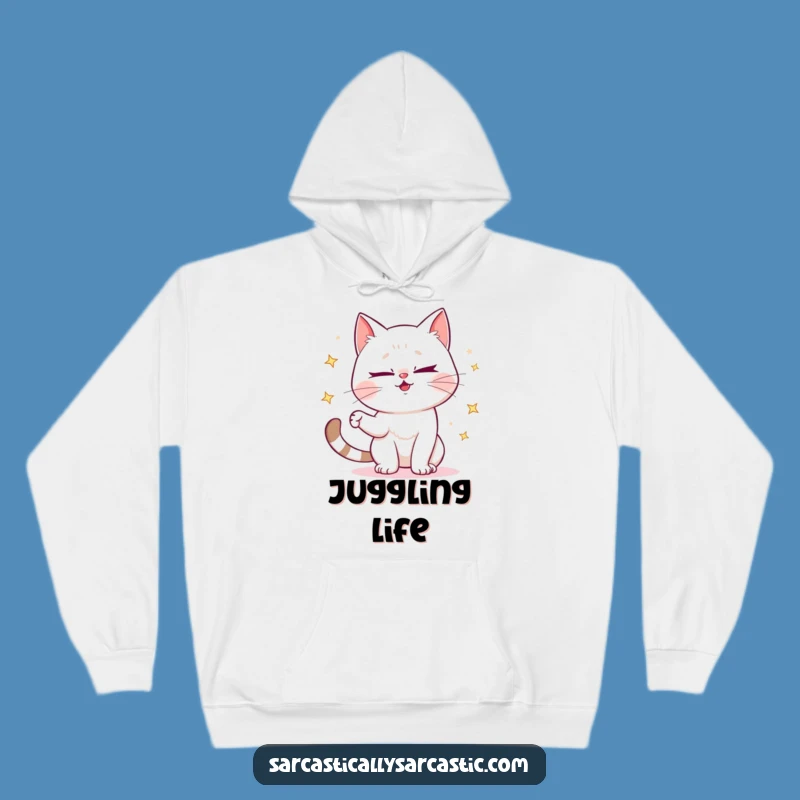 Funny Cat Hoodie - Cozy Mischievous Wink Sweatshirt Gift
