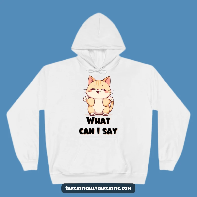 Funny Kawaii Cat Shrug Hoodie - Cozy Comfort for the Indifferent