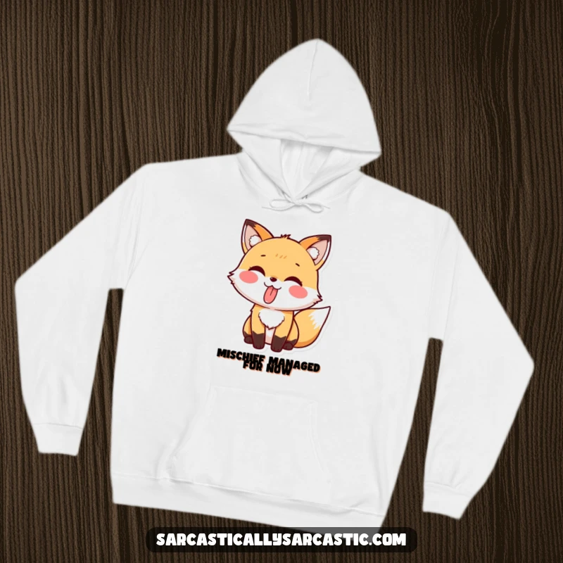 Funny hoodie with a cute kawaii fox playfully sticking its tongue out, perfect for cozy days.