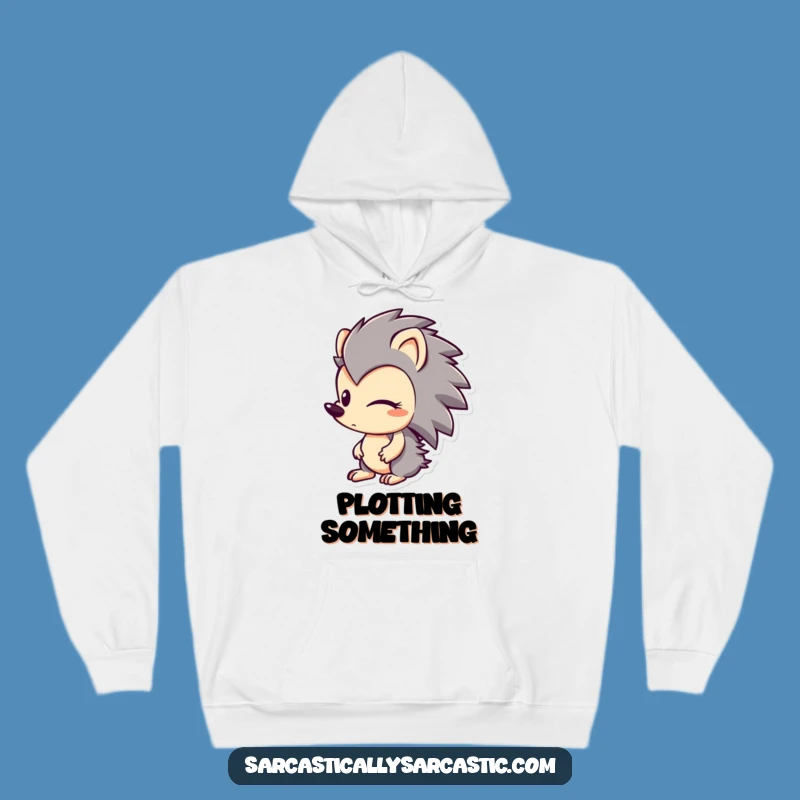 Cozy Funny Hedgehog Smirk Hoodie: Character's Sly Comfort, Warm Funny Gift Wear