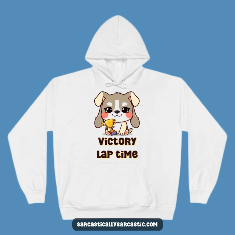 Funny Smug Dog Trophy Hoodie - Victorious Pooch Comfort, Ultimate Funny Gift