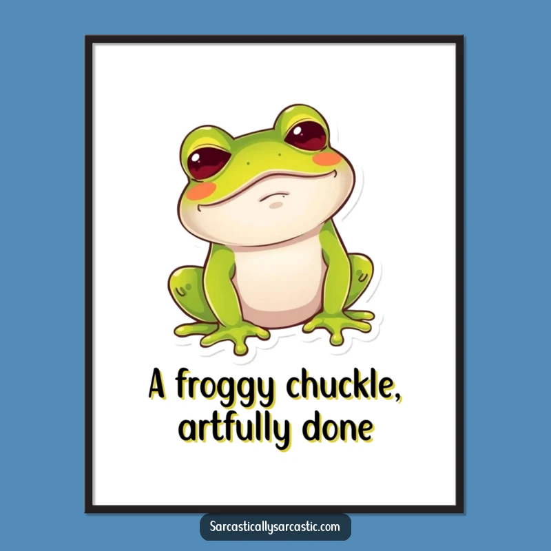 Funny Free Printable Wall Art: Amused Frog Chuckle Downloadable Art Gift
