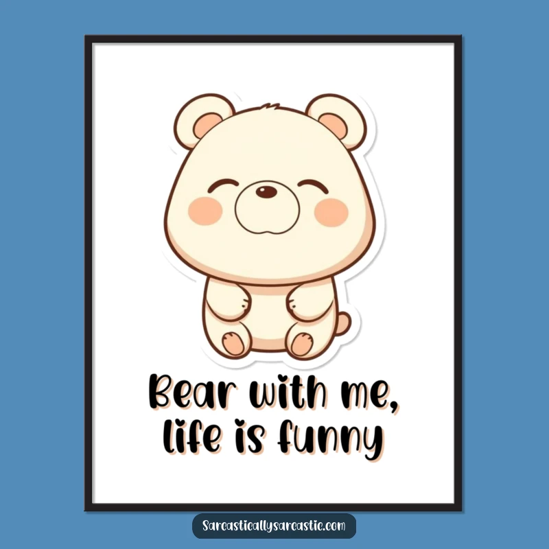 Free Printable Wall Art: Bear's Smirking Eye-Roll for Quirky Decor