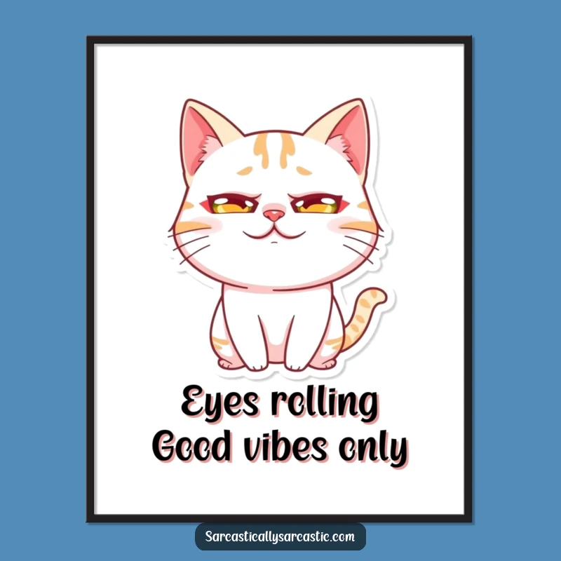 Free Printable Rolling Eye Cat Wall Art - Quirky Kawaii Downloadable Decor!