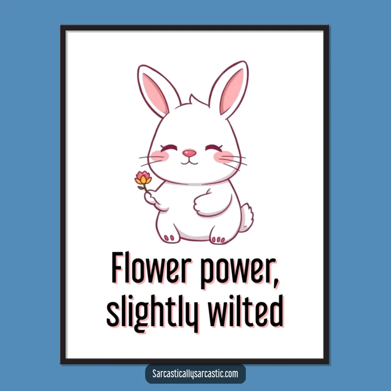 Free Printable Rabbit Wall Art: Knowing Smile Flower Funny Downloadable Decor