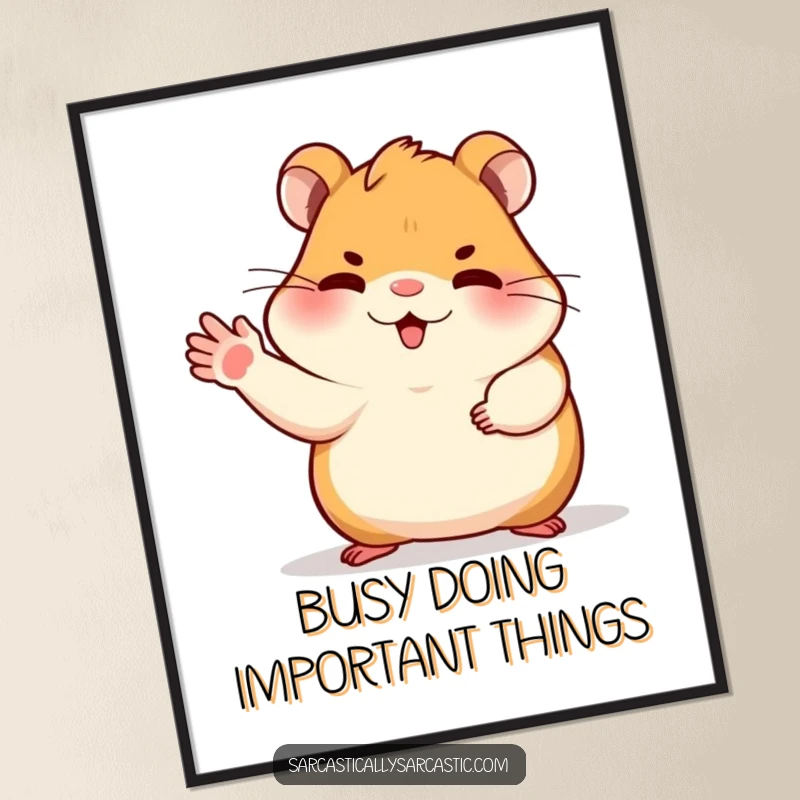 Funny Free Printable Wall Art showcasing a hamster character gesturing dismissively with its paw, embodying playful apathy and indifference.