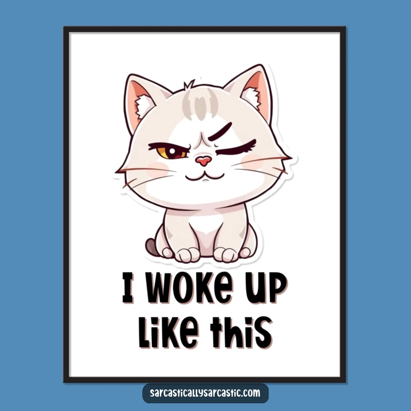 Add some feline flair to your walls with this free printable art. The smirking cat is perfect for printing at home.