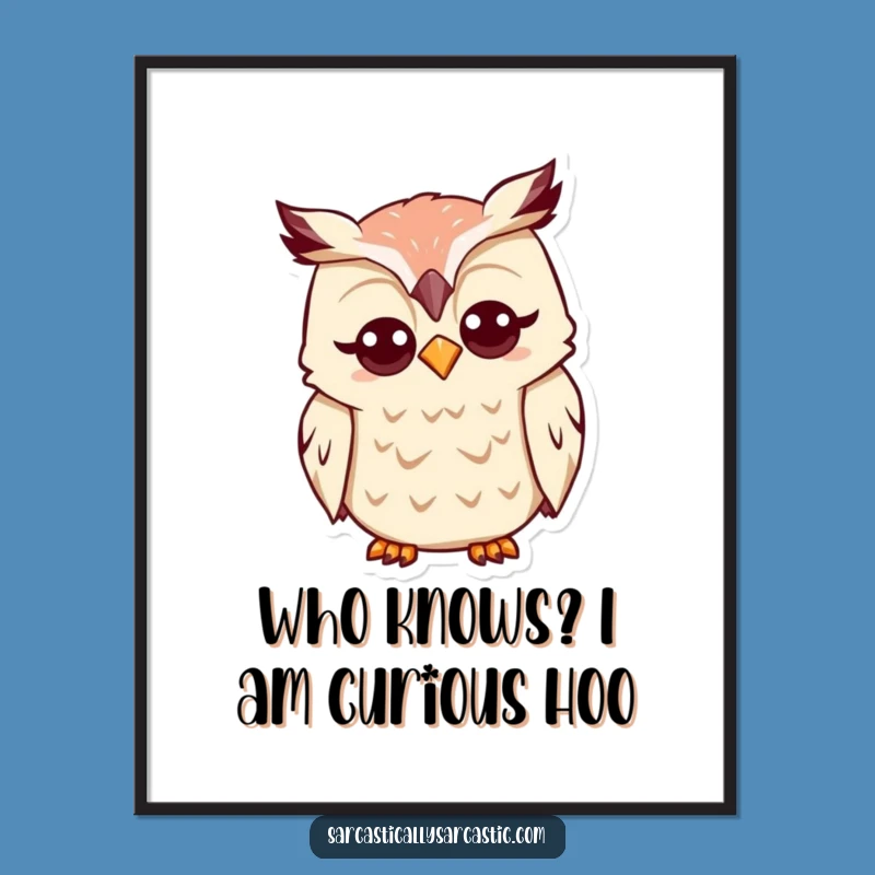 Free Printable Wall Art: Quizzical Owl Tilt, Funny Downloadable Home Decor