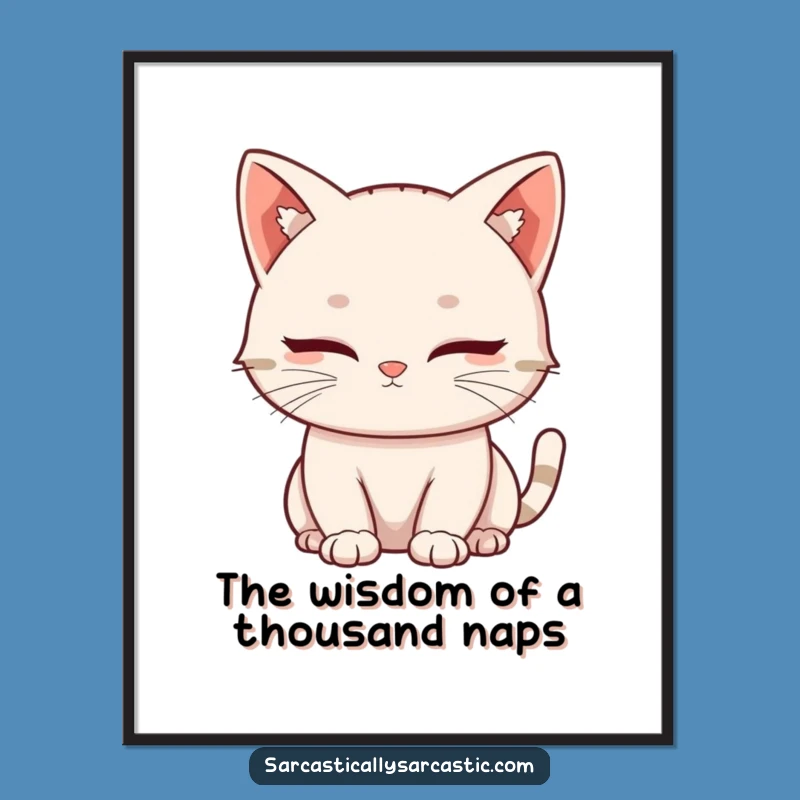 Funny Downloadable Art: Kawaii Cat Blink, Free Printable Wall Decor Gift