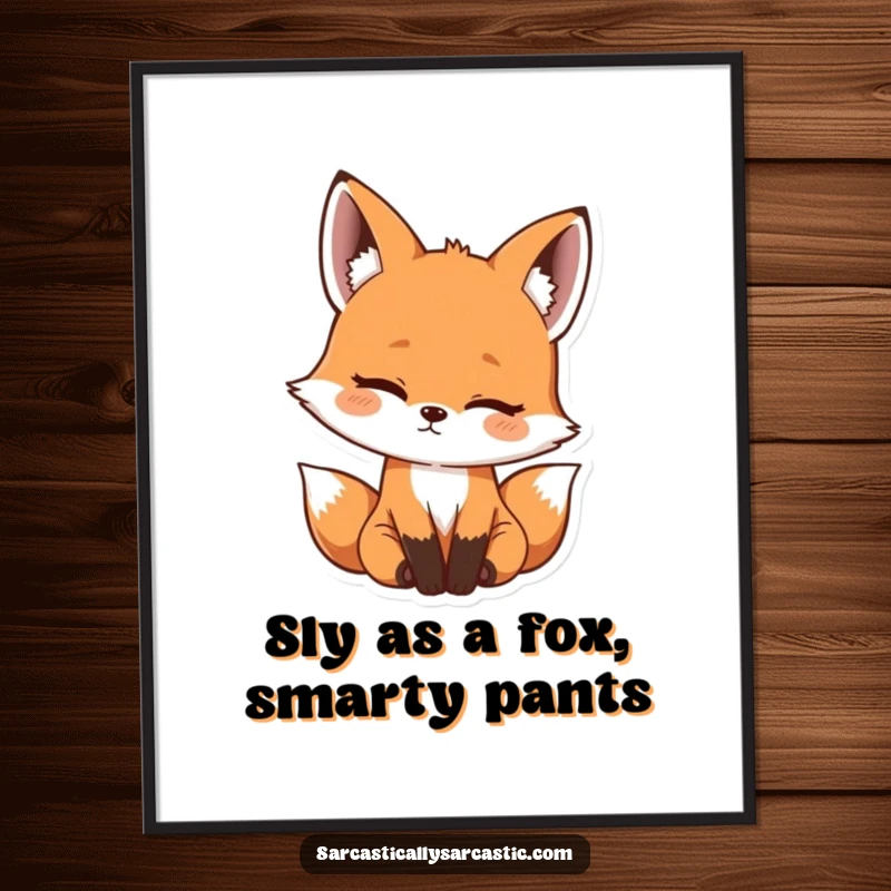 Funny Free Printable Wall Art: A kawaii fox with a tilted head and a subtly amused expression, adding quirky charm to any wall.