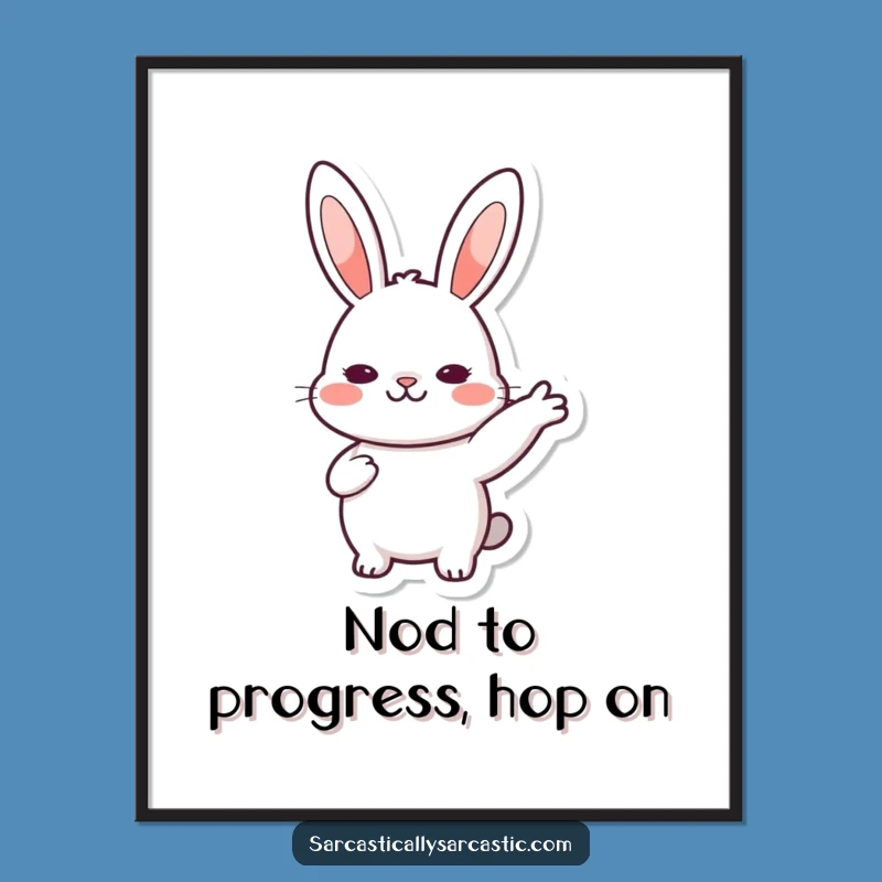 Funny Free Printable Wall Art: Kawaii Rabbit Nodding Decor Downloadable Art