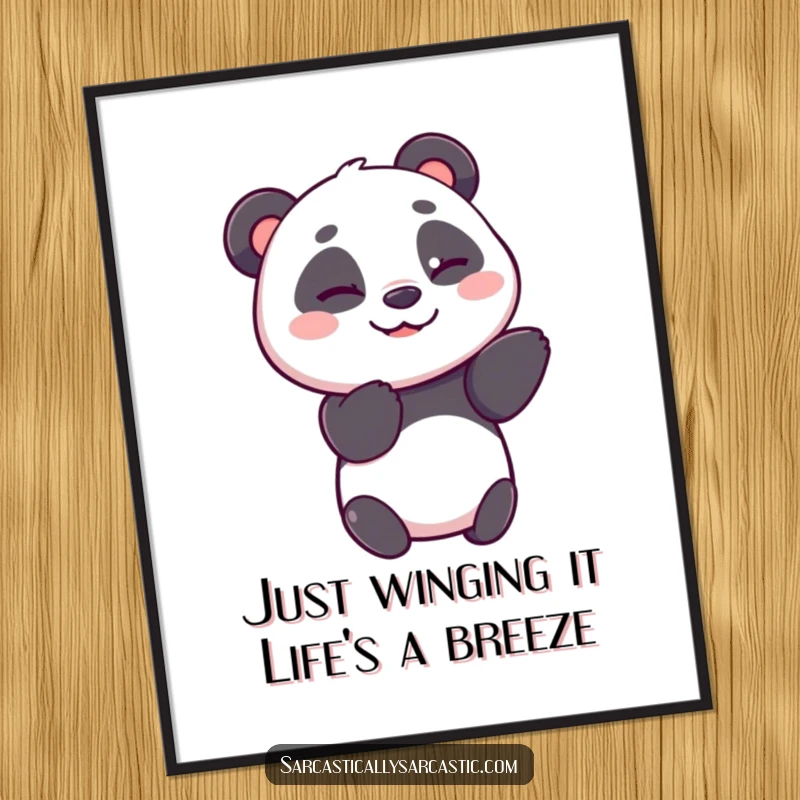 Funny Free Printable Wall Art of a cheerful panda character giving a subtle, knowing wink, bringing sweet charm and humor to any room.