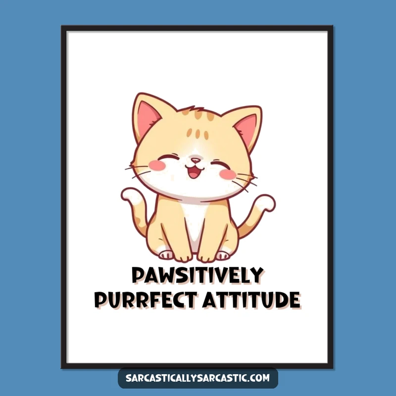 Free Printable Wall Art: Smirking Kawaii Cat Tail Flick - Playful Downloadable Decor!