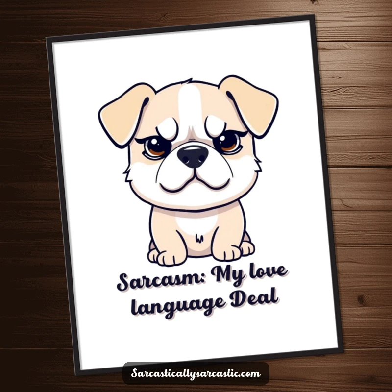 Funny Free Printable Wall Art: Dog with a raised eyebrow, giving a sarcastic smirk, observing the room.
