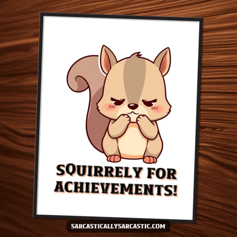 Funny Free Printable Wall Art: Kawaii squirrel character clutching cheeks, looking entirely unimpressed, adding quirky charm.