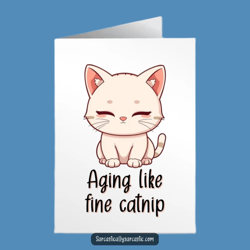 Funny Free Printable Bday Card: Kawaii Cat Blink, Mischievous Downloadable Gift