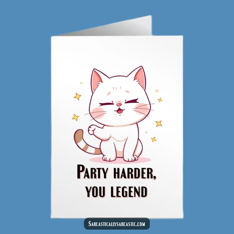 Free Printable Birthday Card: Juggling Cat, Sparkly Funny Downloadable Wish