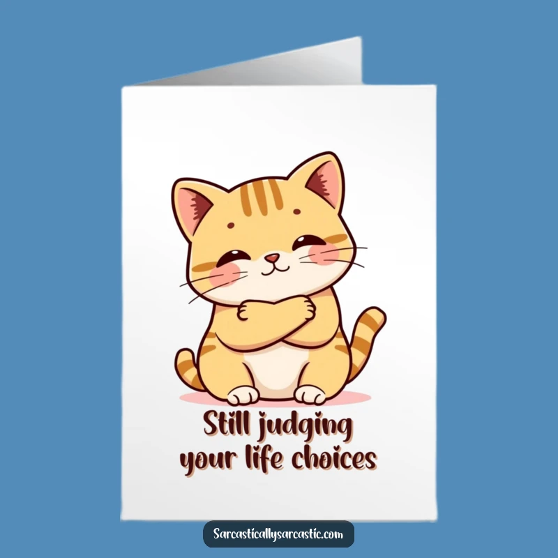Funny Free Printable Bday Card: Kawaii Cat Pout, Grumpy Downloadable Gift