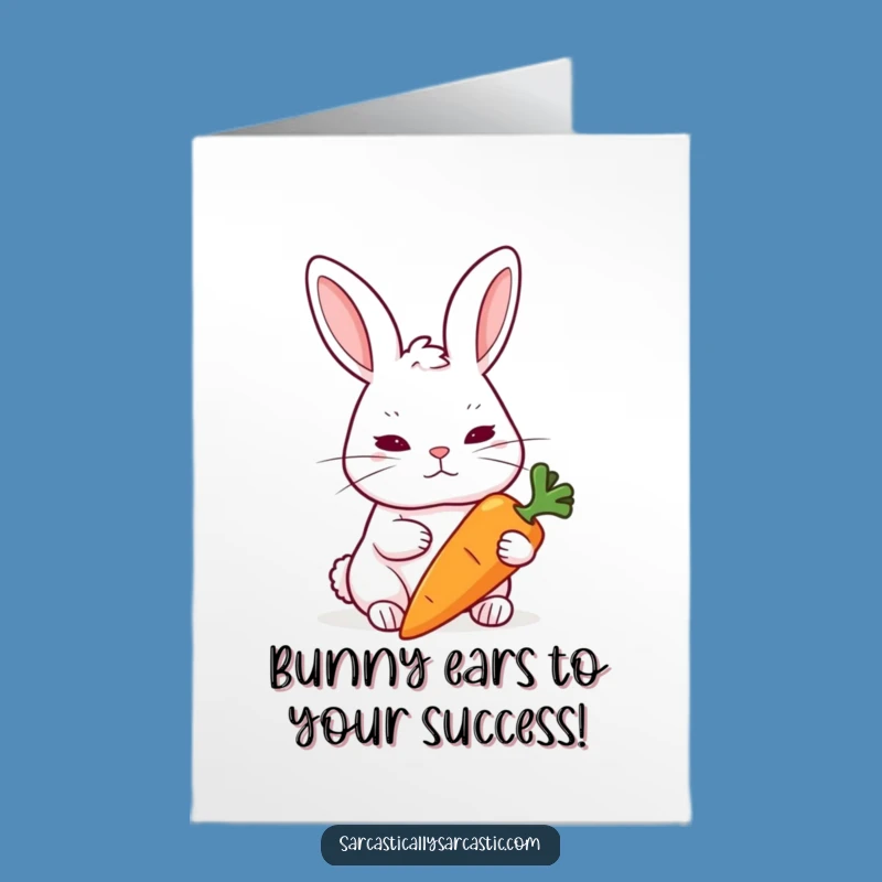 Free Printable Congrats Card: Skeptical Rabbit Carrot Downloadable Greeting Gift