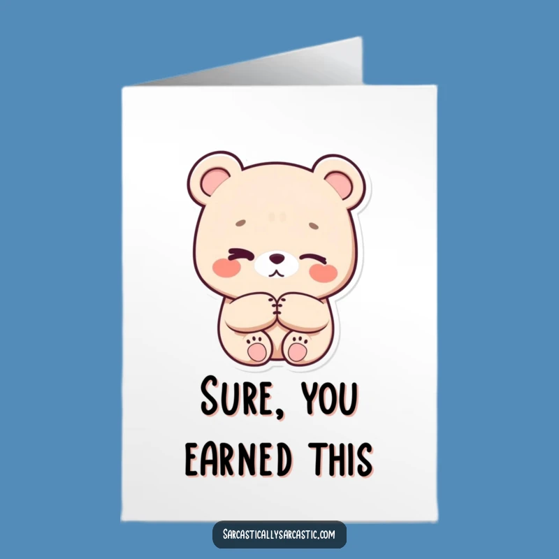 Free Printable Bear Congrats Card: Eye-Rolling Kawaii Bear, Humorous Downloadable Gift