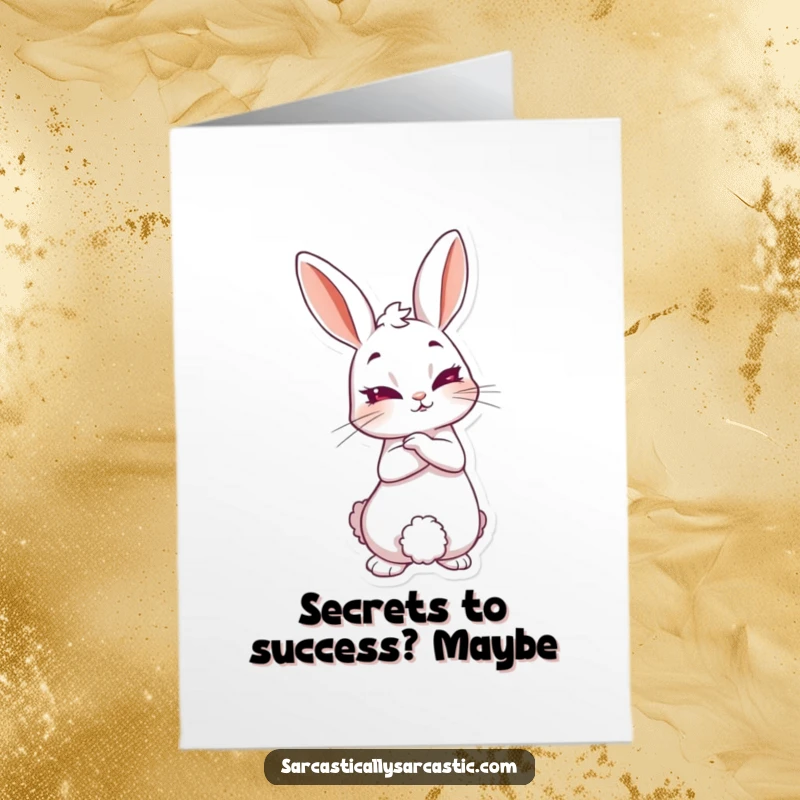 Funny Free Printable Congratulations Card featuring a rabbit character leaning back with a knowing smirk, celebrating a clever achievement.