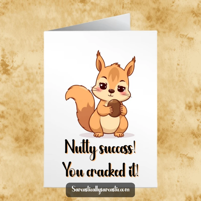 Funny Free Printable Congratulations Card: Skeptical squirrel judging your achievements, a great downloadable gift.