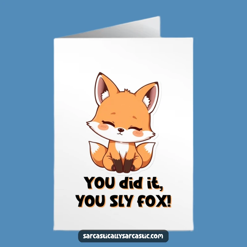Free Printable Amused Fox Congratulations Card - Kawaii Fox Downloadable Joyful Gift